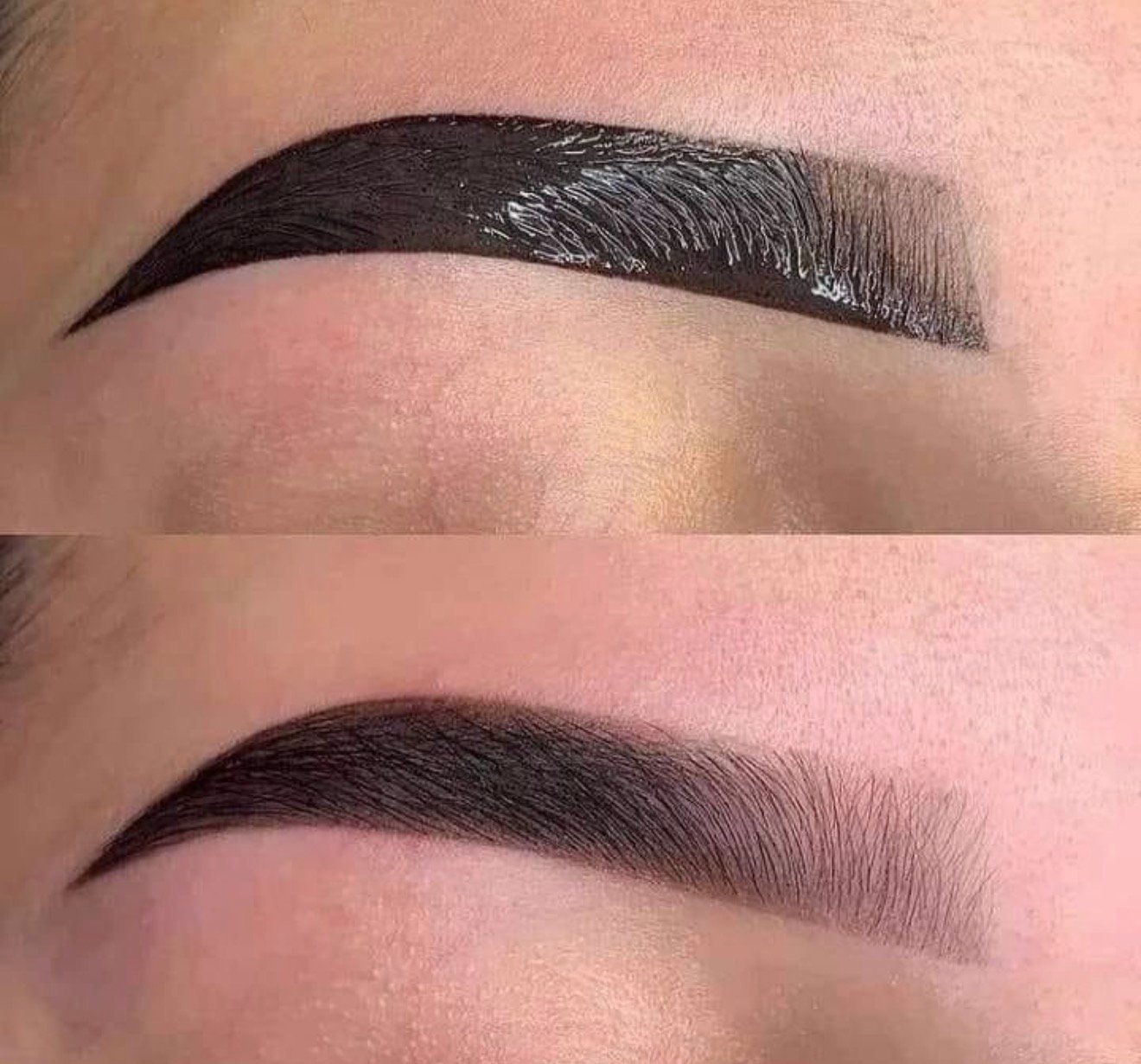 Antes y después de diseño de cejas con henna